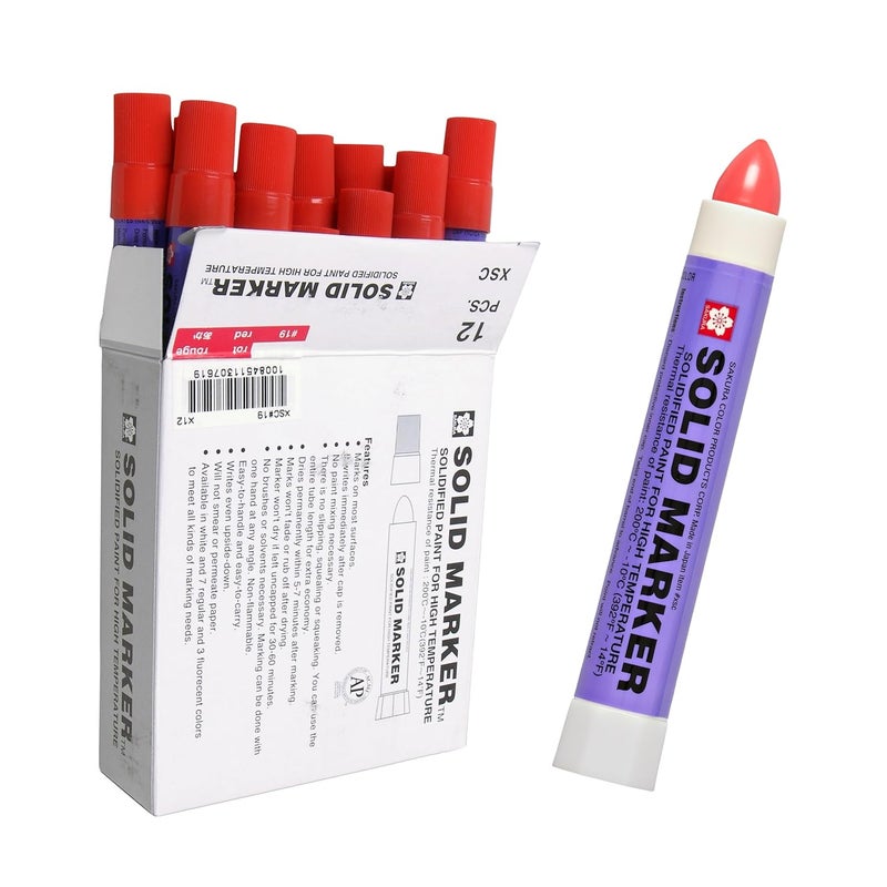 SAKURA SOLID MARKER Sakura Solid Paint Markers - Permanent Marker Pens - Window, Wood & Glass Marker - Red Paint - 12 Pack - Image 1
